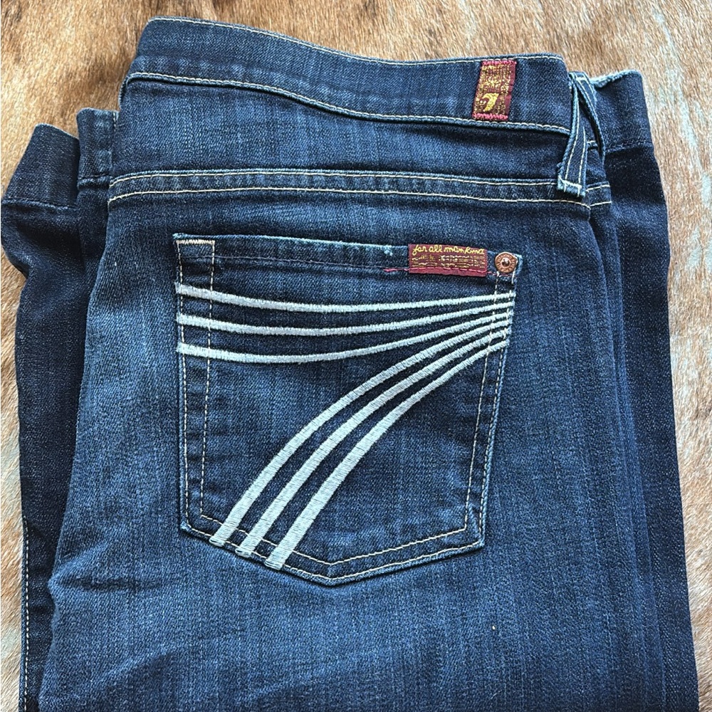 7 For All Mankind Dark Blue Flare Jeans